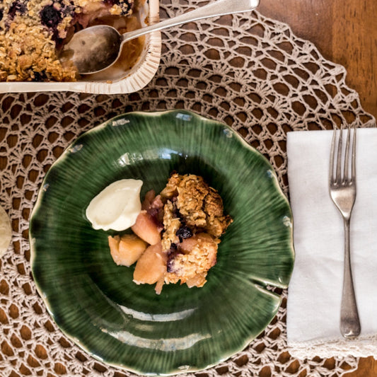 Apple, Rhubarb and Raspberry Crumble