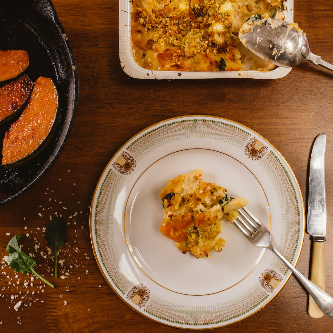 Roast pumpkin pasta bake