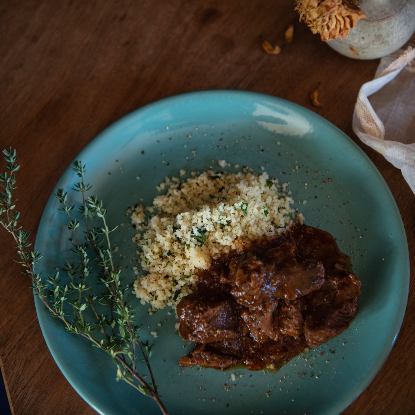 Tuscan Beef Casserole with fresh herb couscous RTE Micro Meal