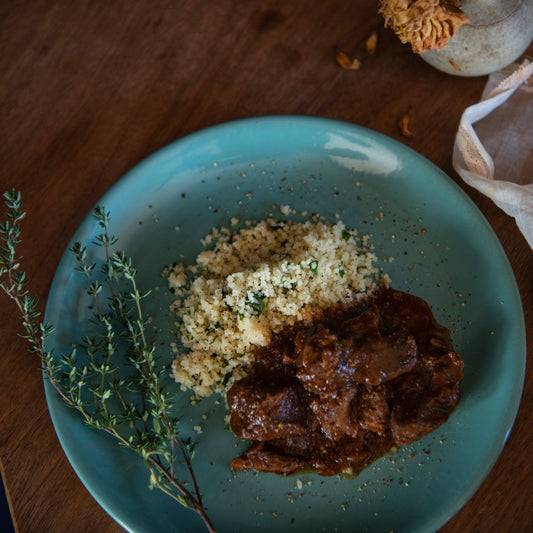 Tuscan Beef Casserole with fresh herb couscous RTE Micro Meal